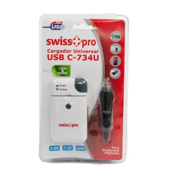 Swiss-Pro C-734U Blanco- Cargador universal con USB y Coche
