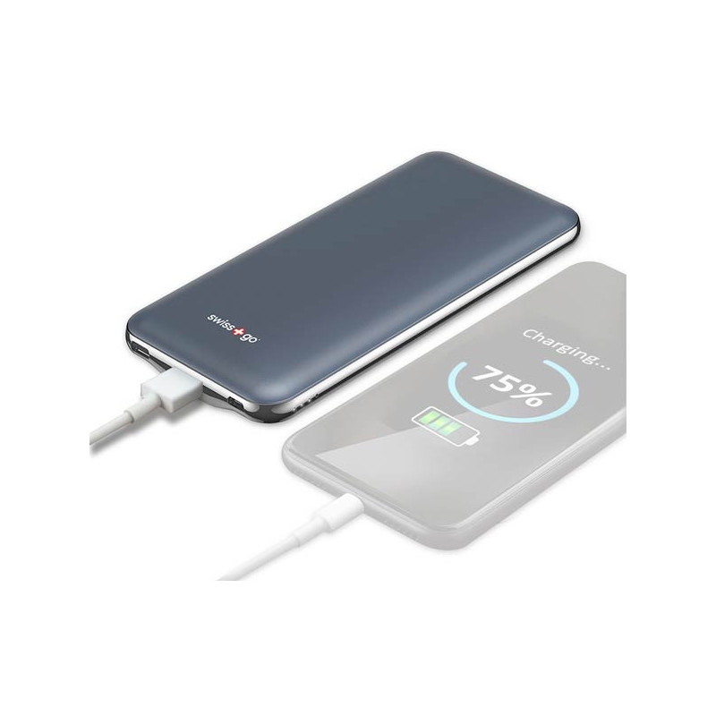 Power Bank Swiss-Go 10.200 mAh Azul con USB-C y Micro USB