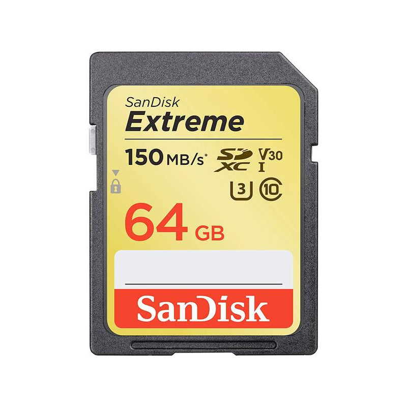 Sandisk Extreme SDXC 64 GB 150 MB/s UHS-I V30 - Tarjeta de memoria