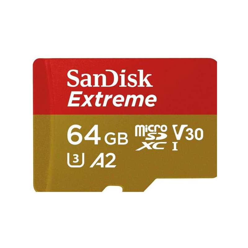 Sandisk Extreme Micro SDXC 64 Gb + Adaptador (160 MB/S lectura y 60 MB/s escritura)
