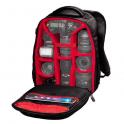 Mochila Hama Miami 190 negra y roja - Funcional mochila económica  Mochila  abierta con simulación de equipo