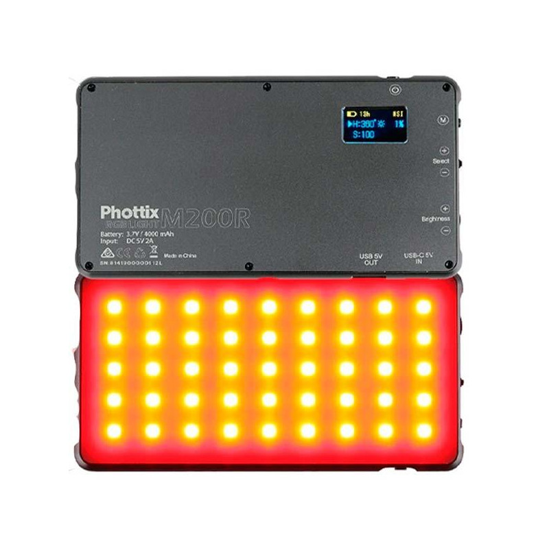 Phottix Panel led RGB M200R  - anverso y reverso