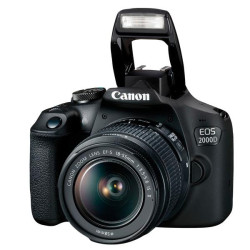 Canon EOS 2000D + EF-S 18-55mm IS + travel kit - Flash desplegado