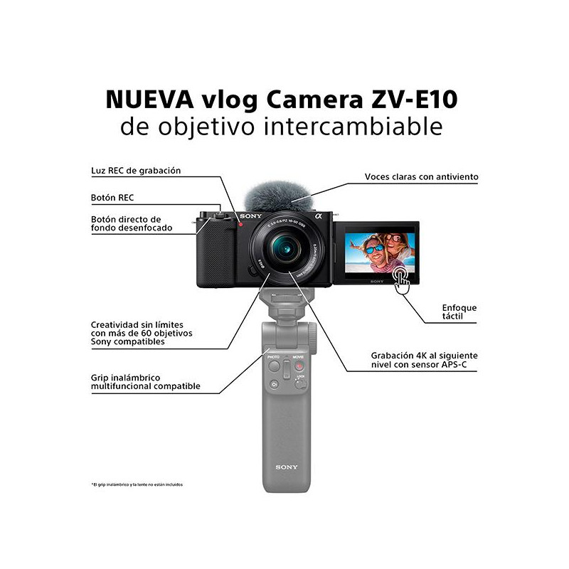 ZV-E10  Cámara para vlogs con lente intercambiable