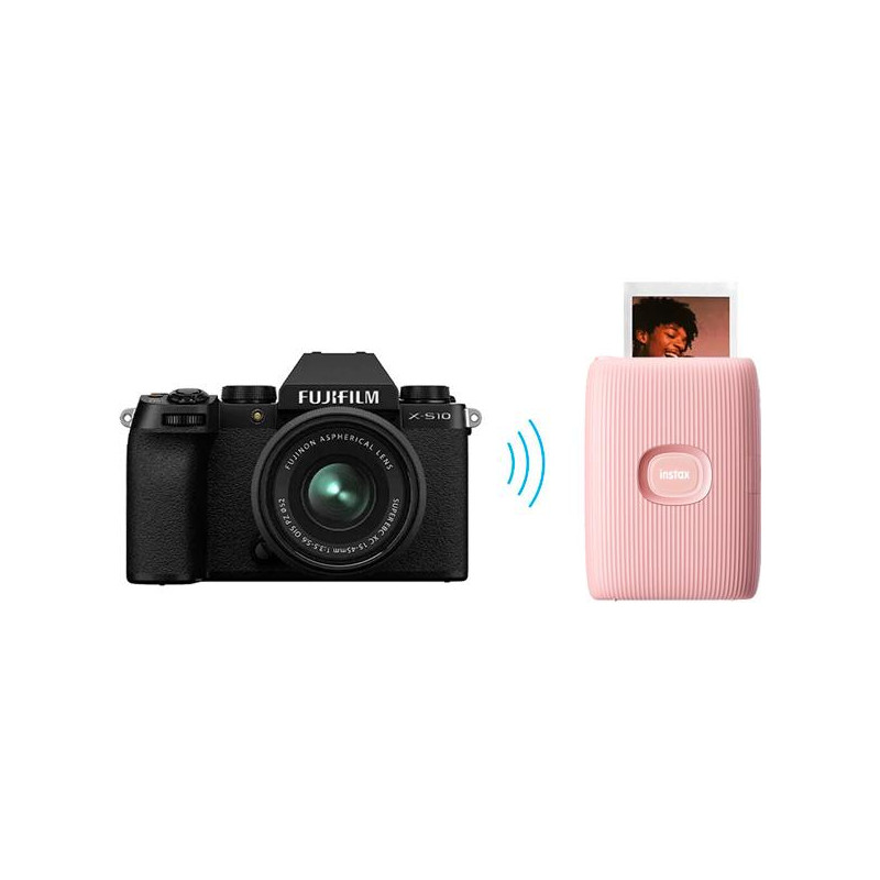  Fujifilm 16767208 Instax Mini Link 2 Impresora para smartphone  (rosa suave) Paquete con Instax Mini Twin Pack Película instantánea de luz  diurna 20 disparos : Electrónica