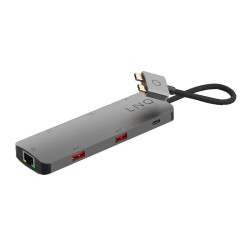 LINQ Hub multipuerto 7 en 2 ro USB-C 10Gbps con HDMI 4K dual y Ethernet para MacBook M1/M2