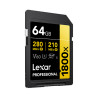 Lexar Professional Tarjeta de Memoria SD 64 GB Pro Gold Series UHS-II 1800X V60
