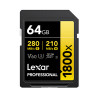Lexar Professional Tarjeta de Memoria SD 64 GB Pro Gold Series UHS-II 1800X V60