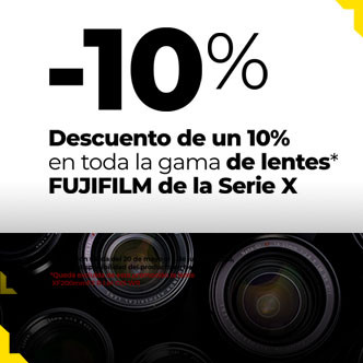 Descuento de un 10% en toda la gama de lentes Fujifilm serie X